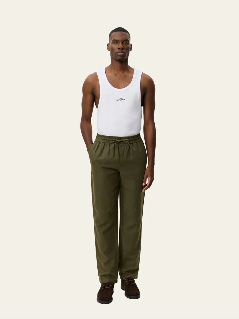 Les Deux Patrick linen pants size XS in olive night
